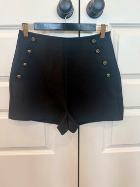 Aqua Black High-Waist Button-Front Shorts